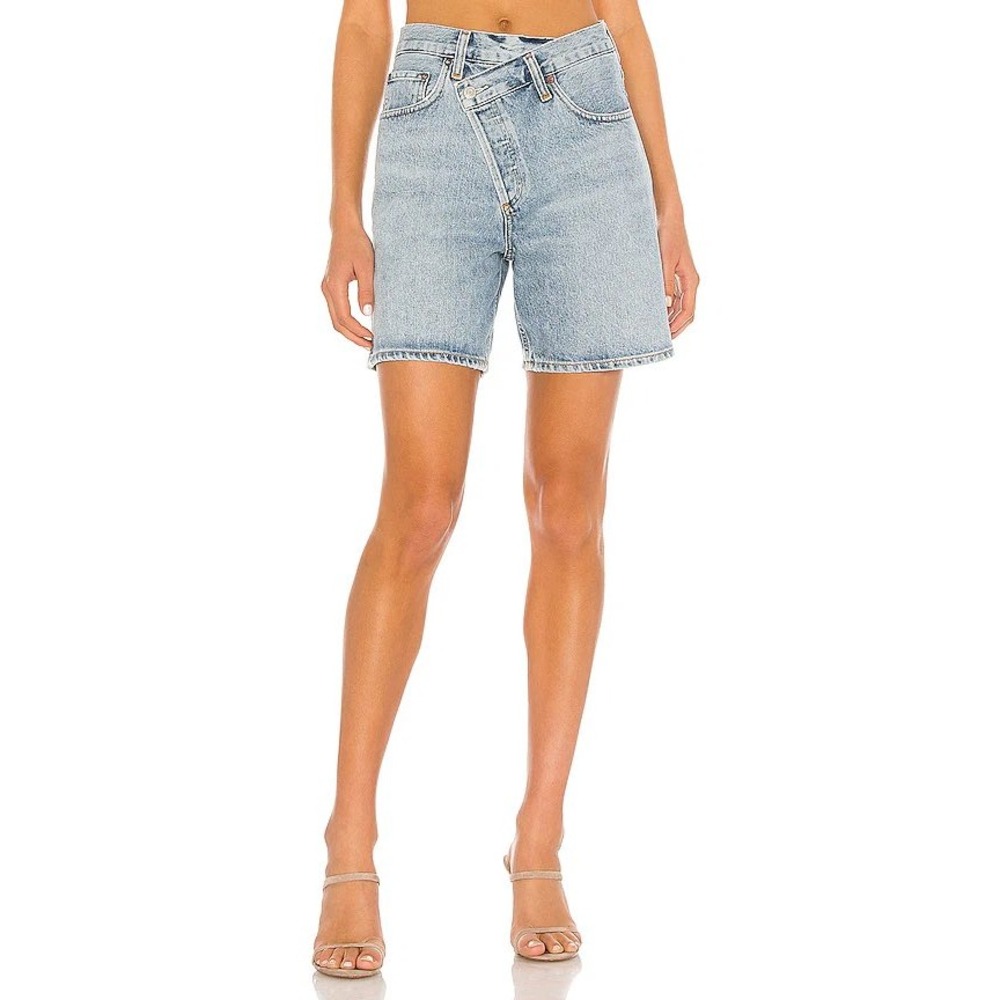 AGOLDE Criss Cross Short in Momentum Light Wash Denim Womens Size 30